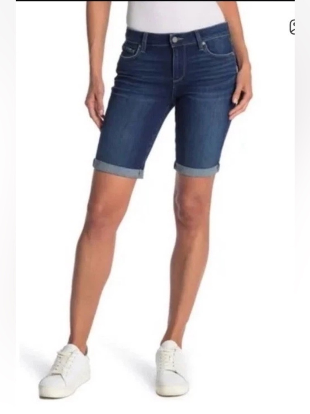 PAIGE Jax Knee Shorts Denim Bermuda Cuffed NWOT Size 25